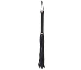 Love In Leather Satin Handle Flogger With Leather Tails - Black - Whips And Crops